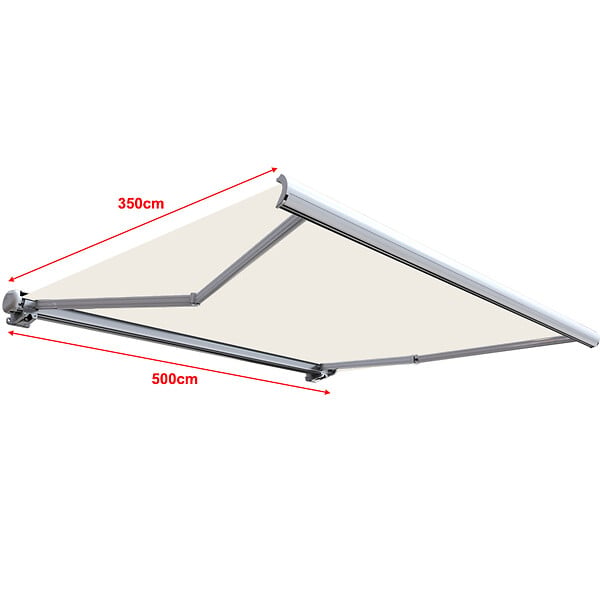 COTE STORE - Store banne coffre intégral 5 x 3,5 m motorisé et manuel extérieur pour terrasse - Écru - large