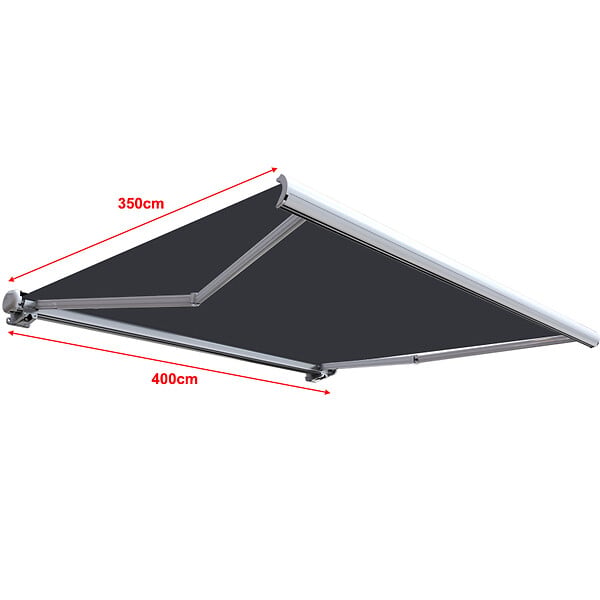 COTE STORE - Store banne coffre intégral 4 x 3,5 m motorisé et manuel extérieur pour terrasse - Gris anthracite - large