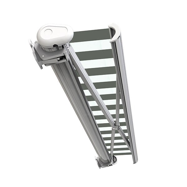 COTE STORE - Store banne coffre intégral 4 x 3,5 m motorisé et manuel extérieur pour terrasse - Blanc gris - large