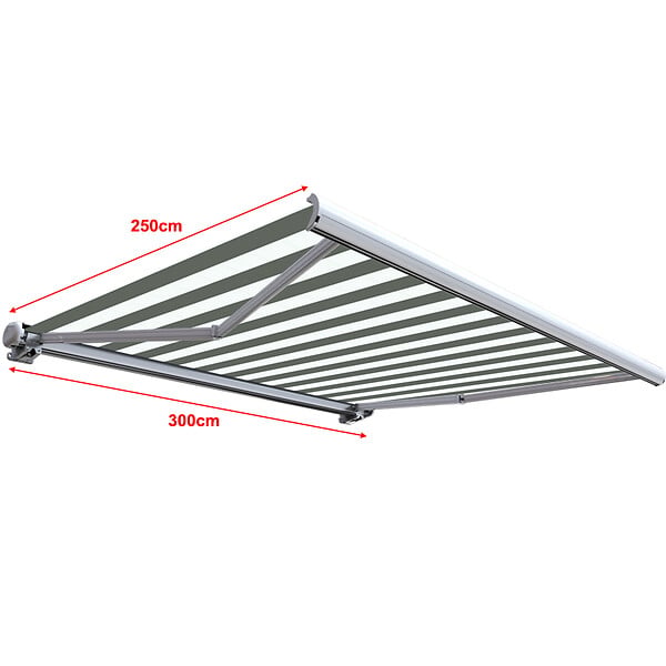COTE STORE - Store banne coffre intégral 3 x 2,5 m motorisé et manuel extérieur pour terrasse - Blanc gris - large