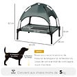 PAWHUT - Lit pour chien chat sur pieds lit de camp lit surélevé rafraîchissant velum anti-UV Oxford micro-perforé parasol et sac de transport inclus dim. 61L x 46l x 61H cm gris noir - vignette