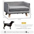PAWHUT - Canapé chien lit pour chien design scandinave coussin moelleux pieds bois massif dim. 64 x 45 x 36 cm velours gris - vignette