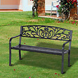 OUTSUNNY - Banc de jardin terrasse en acier fonte noir 3 places 127 x 60 x 87 cm charge max 220 Kg - vignette