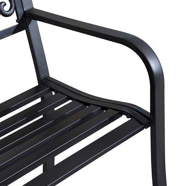 OUTSUNNY - Banc de jardin terrasse en acier fonte noir 3 places 127 x 60 x 87 cm charge max 220 Kg - large