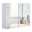 HOMCOM - Armoire miroir de salle de bain armoire murale double portes et étagères dim. 80L x 15l x 60H cm MDF blanc - vignette