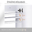 HOMCOM - Armoire miroir de salle de bain armoire murale double portes et étagères dim. 80L x 15l x 60H cm MDF blanc - vignette