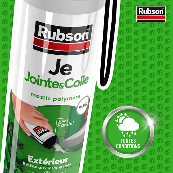 RUBSON - Mastic colle Fixation Joint Blanc 100ml - large