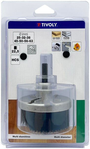 TIVOLY - Scie cloche HCS 7 lames - 25 à 62mm - prof. 22,5mm - large