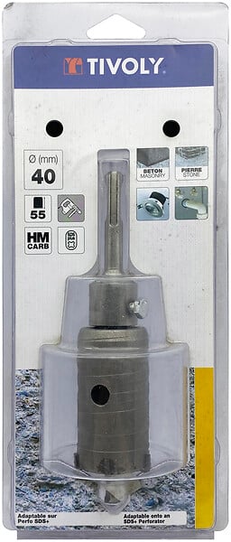 TIVOLY - Kit trépan carbure SDS+ - D40mm - large