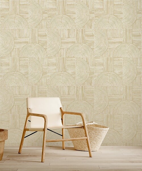 GRANDECO - Papier peint expansé intissé motif Gala or - large