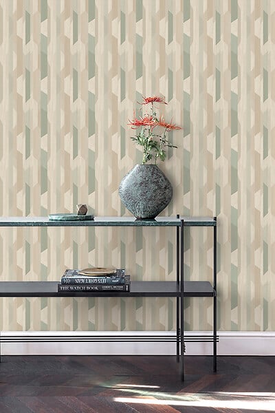 GRANDECO - Papier peint vinyle intissé Kiruna bois vert - L.53x10,05cm - large