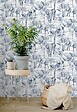 GRANDECO - Papier peint vinyle intisse toile de jouy elephant - vignette
