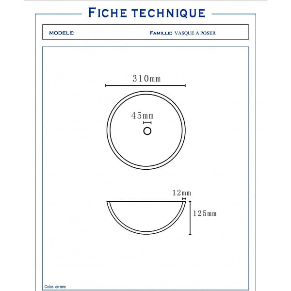 PLANETE BAIN - Vasque à poser ronde petit diamètre 31 cm en verre transparent - large