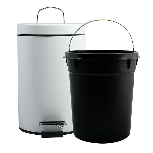 MSV - MSV Poubelle à pédale Inox 3L Blanc - large