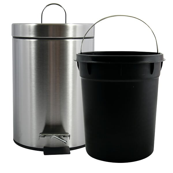 MSV - Poubelle à pédale Inox - Acier inoxydable - 3L - large