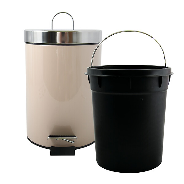 MSV - MSV Poubelle à pédale Inox 3L Beige - large