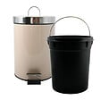 MSV - MSV Poubelle à pédale Inox 3L Beige - vignette