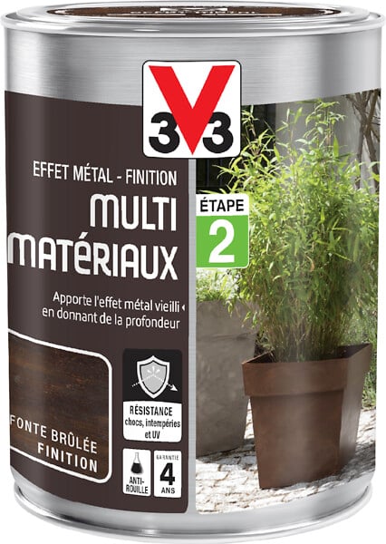 V33 PEINTURE - Finition effet métal peinture multi-matériaux fonte brulée 0.25 L - large