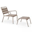 OVIALA - Fauteuil relax et repose pied en métal taupe - Palavas - vignette