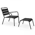 OVIALA - Fauteuil relax et repose pied en métal anthracite - Palavas - vignette