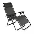 OVIALA - Fauteuil relax de jardin en acier et textilène inclinable gris - Monaco - vignette