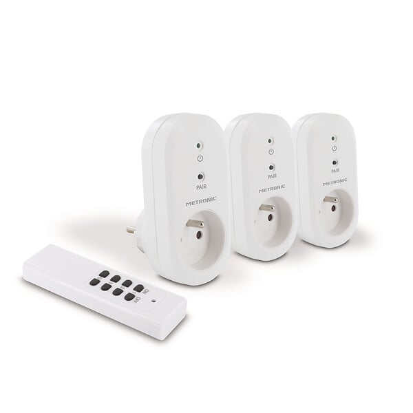 METRONIC - Lot de 3 prises télécommandées - Blanc - 2300 W - large