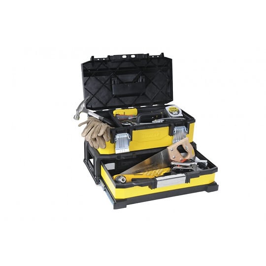 STANLEY - Boîte à outils bimatière - Avec tiroir - Jaune - 51cm - large