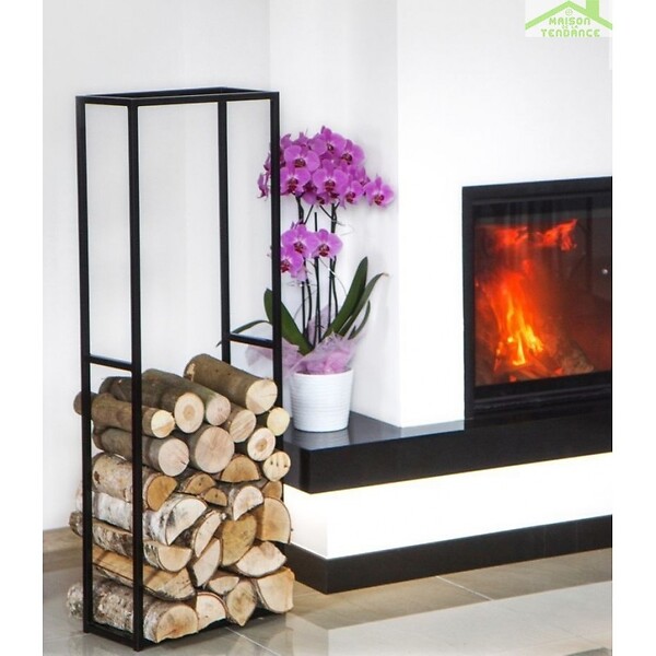 COOK KING - Range-bûches rectangulaire en acier noir "CORNEL" 120 cm - large