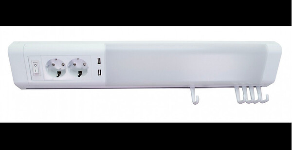 TIBELEC - Réglette LED avec prises et USB - 11W 1000lm - Blanc neutre - large