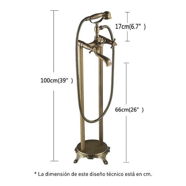 VALAZ - Robinet mélangeur sur colonnes rétro pour baignoire FLORINA or ancien - large
