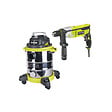 RYOBI - Pack RYOBI Aspirateur eau et poussière - 1250W - 20L - RVC-1220I-G - Perforateur Burineur SDSPLUS - 1050W - RSDS1050-K - vignette
