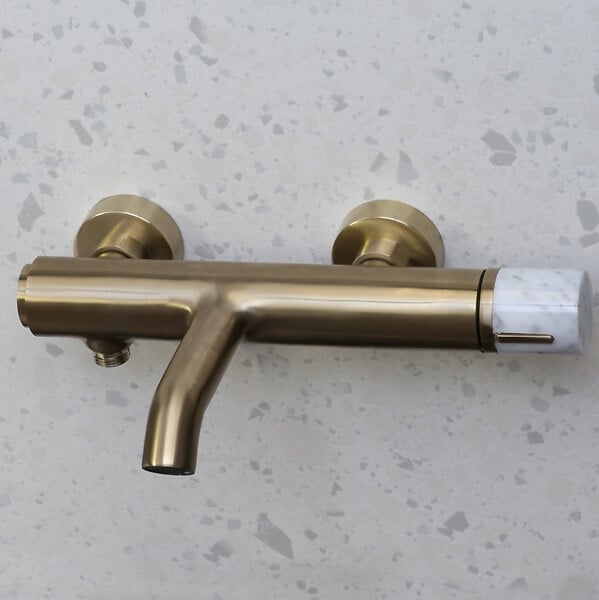 ESSEBAGNO - Manopola mitigeur bain-douche mécanique or brossé marbre - large