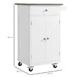 HOMCOM - Desserte de cuisine multi-rangements 1 tiroir placard 2 portes avec étagère porte-torchons MDF blanc acier inox. - vignette