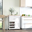 HOMCOM - HOMCOM Desserte de cuisine multi rangements 2 placards tiroir casier 9 bouteilles MDF blanc plateau bois caoutchouc - vignette