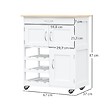 HOMCOM - HOMCOM Desserte de cuisine multi rangements 2 placards tiroir casier 9 bouteilles MDF blanc plateau bois caoutchouc - vignette