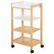 HOMCOM - HOMCOM Chariot de service desserte de cuisine à roulettes 3 étagères + plateau amovible bois de pin MDF blanc - vignette