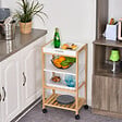 HOMCOM - HOMCOM Chariot de service desserte de cuisine à roulettes 3 étagères + plateau amovible bois de pin MDF blanc - vignette