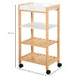 HOMCOM - HOMCOM Chariot de service desserte de cuisine à roulettes 3 étagères + plateau amovible bois de pin MDF blanc - vignette
