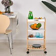 HOMCOM - HOMCOM Chariot de service desserte de cuisine à roulettes 3 étagères + plateau amovible bois de pin MDF blanc - vignette