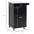 HOMCOM - Desserte de cuisine multi-rangements 1 tiroir placard 2 portes avec étagère porte-torchons MDF noir acier inox. - vignette
