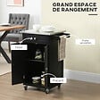 HOMCOM - Desserte de cuisine multi-rangements 1 tiroir placard 2 portes avec étagère porte-torchons MDF noir acier inox. - vignette