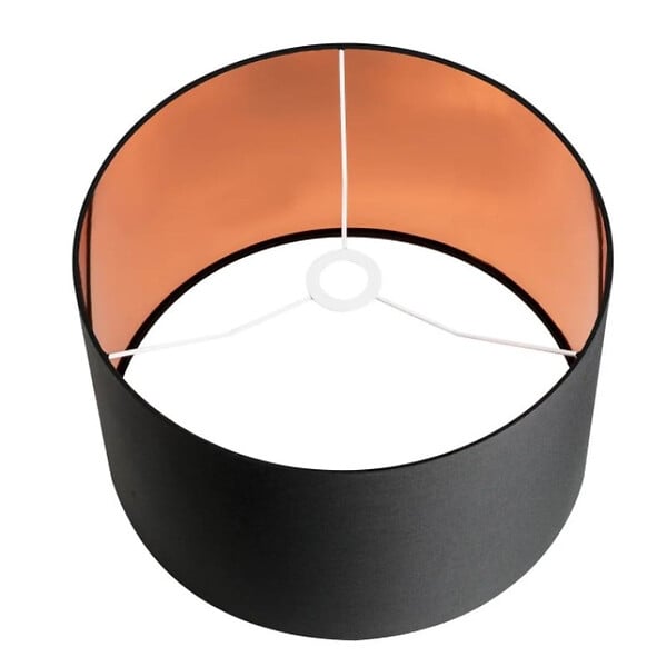 SLV - Abat-jour Rond Fenda Slv - Ø 455mm - H 280mm - Textile - Noir Et Cuivre - large