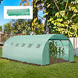 OUTSUNNY - Bâche de rechange serre tunnel 18 m², bâche dim. 6L x 3l x 2H m PE anti-UV imperméable 12 fenêtres + porte enroulable zippée vert - vignette