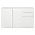 HOMCOM - Commode buffet de rangement 2 tiroirs coulissants 3 portes étagère réglable panneaux de particules 117 x 36 x 74 cm blanc - vignette