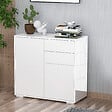 HOMCOM - Commode buffet meuble de rangement 2 tiroirs 2 portes avec étagère 79 x 36 x 74 cm blanc - vignette