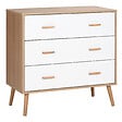 HOMCOM - Commode design scandinave sur pieds 3 tiroirs coulissants pieds effilés inclinés panneaux particules blanc aspect bois clair - vignette