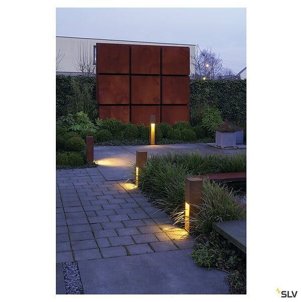SLV - Borne extérieure SLV RUSTY SLOT, coloris fonte rouillée, E27, 11W - Hauteur 50 cm - large