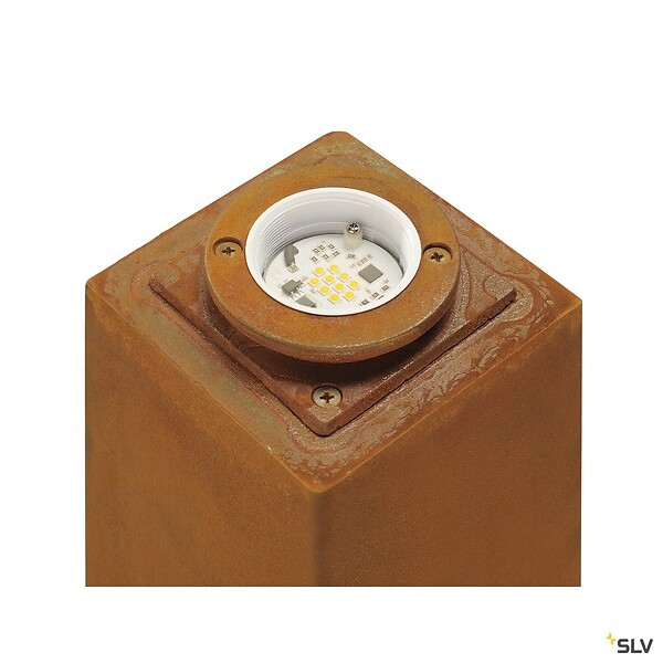 SLV - Borne extérieure SLV RUSTY 70 avec LED intégrée, fonte rouillé - Hauteur 70 cm - large