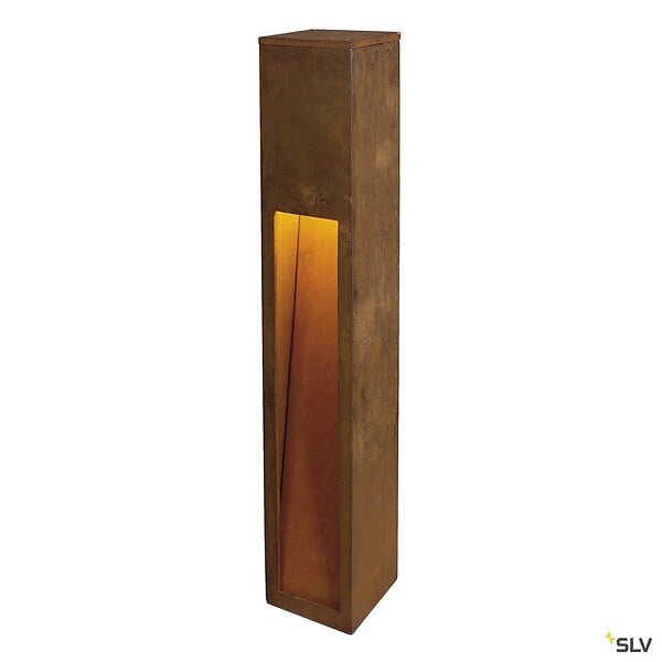 SLV - Borne extérieure SLV RUSTY SLOT 80 avec LED intégrée, coloris fonte rouillée - Hauteur 80 cm - large
