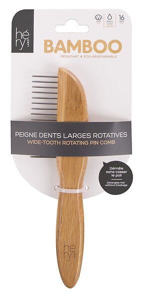 HERY - Peigne bambou dents larges rotatives - large